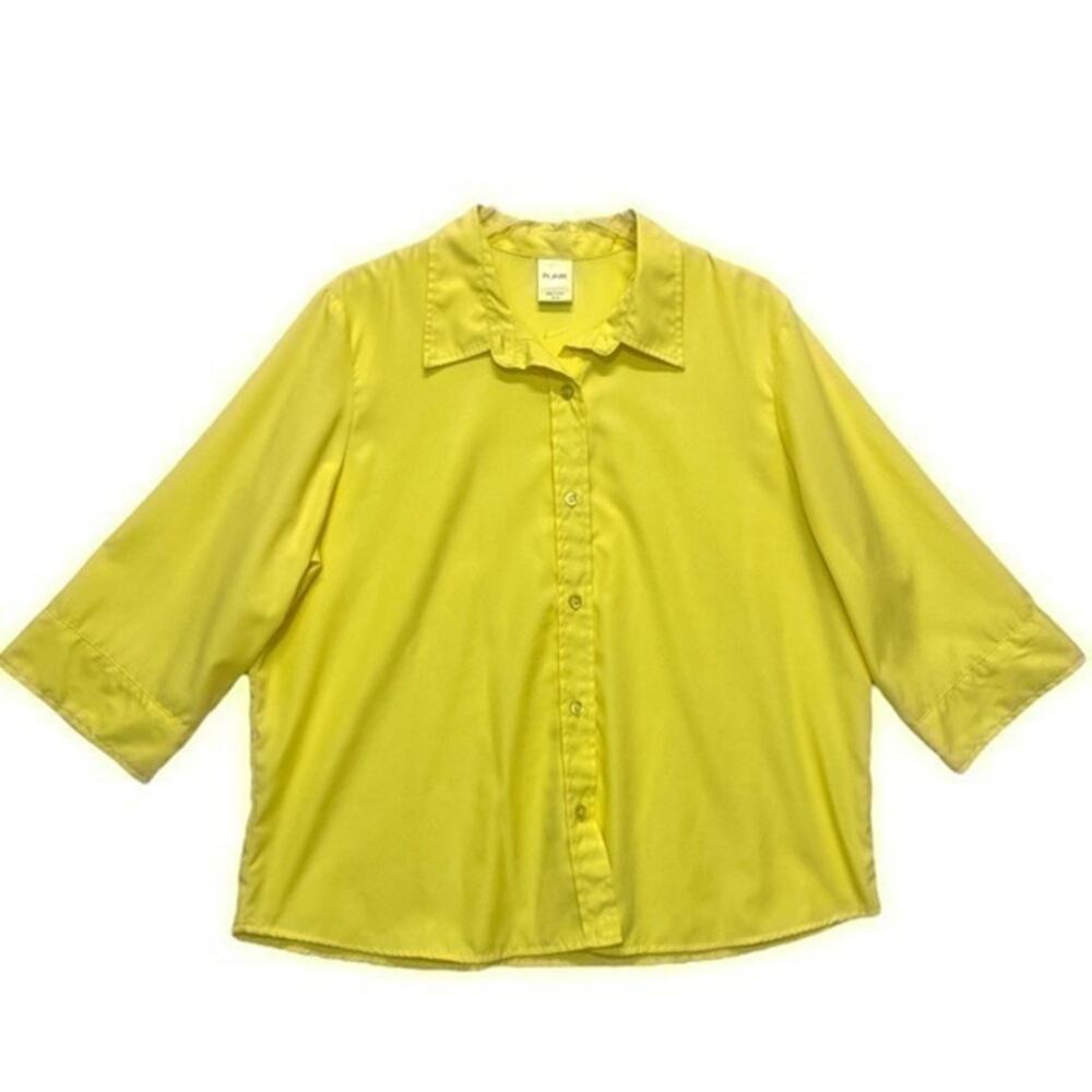 Blair Yellow Button Down Shirt Size XL rayon bright summer top oversized - Picture 2 of 8
